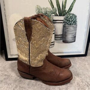Tanner Mark Western Boots Brown Gold Leather Girl’s  Size 12